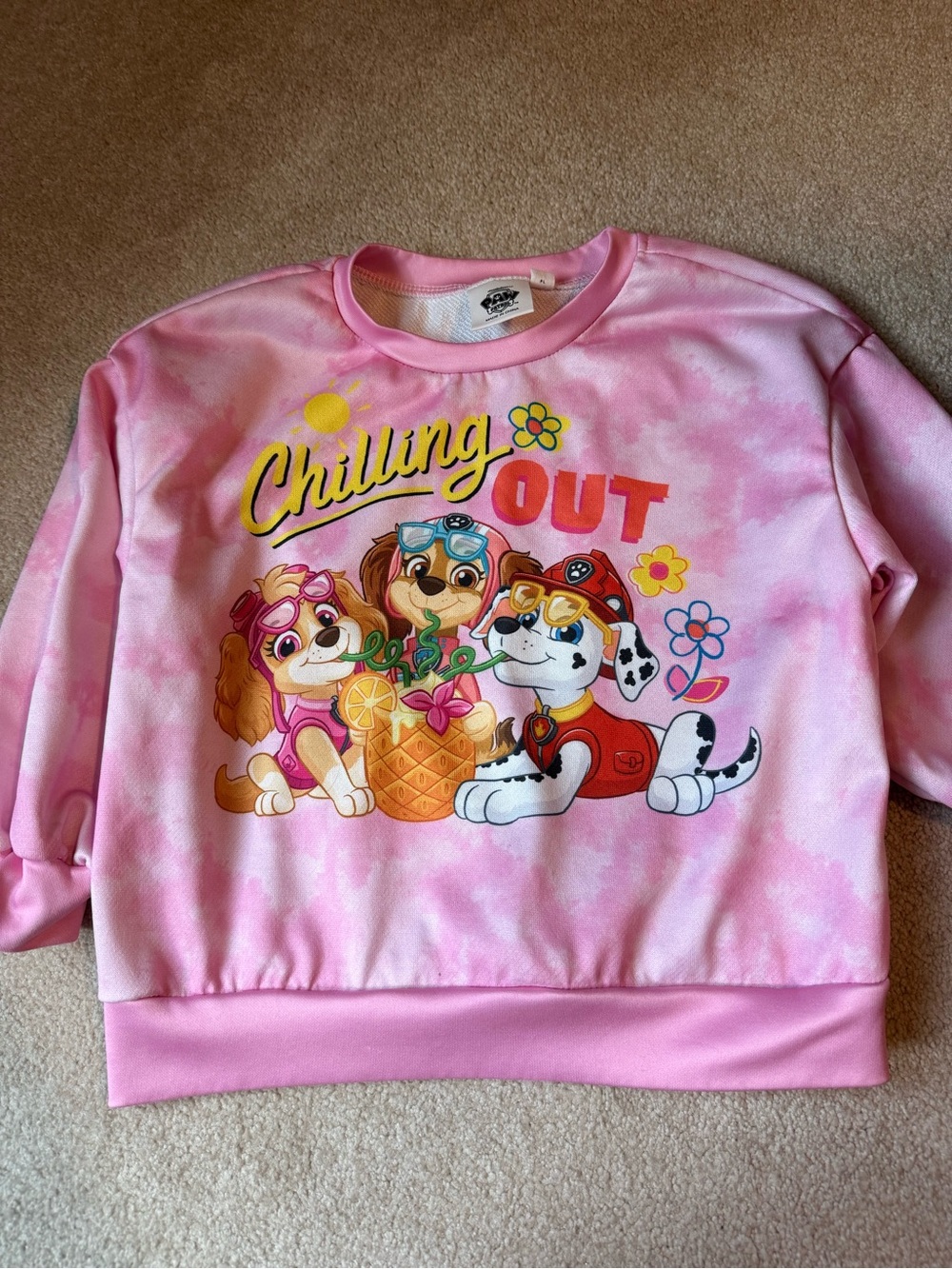 Paw Patrol Pink Tie-Dye "Chilling Out" Girls Sweatshirt